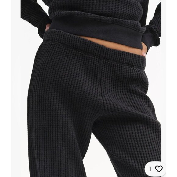 Mate the Label Organic Waffle Relaxed Jogger in Jet Black, Size Small NWT - Picture 2 of 9